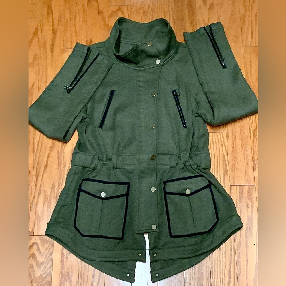 Women's Pipes & Shaw LLC VERONICA BEARD Olive Drab Military Peacoat